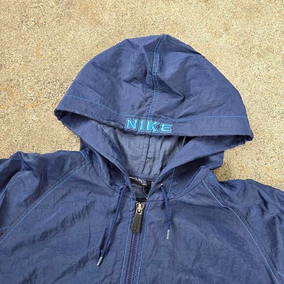 Vtg 90s NIKE Spellout Logo Graphic Baggy Athletic Hooded Zip Up Jacket XXL Fit - Picture 5 of 8